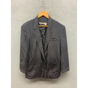 David Hollis Blazer Women's Medium Black Silk One Button‎ Lightweight Jacket